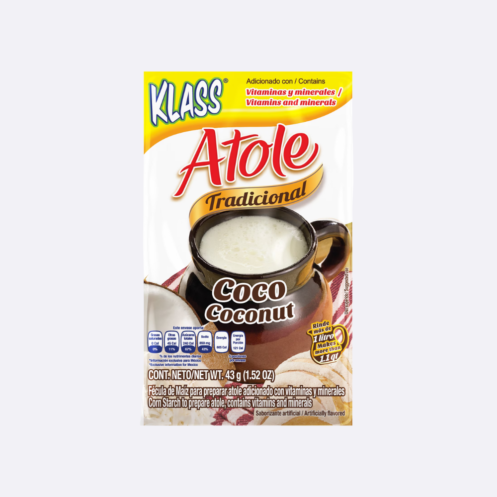Klass Atole Tradicional Coco - Sobre X 1.52 OZ-Las Americas Supermarket