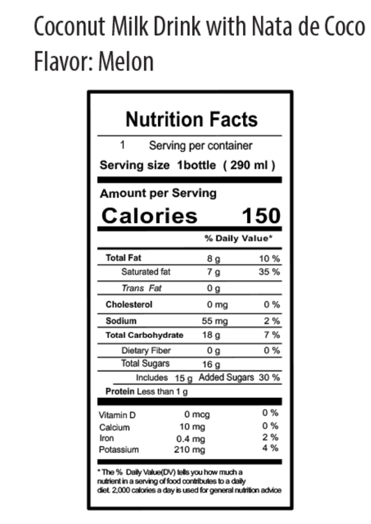 Kuii Leche de Coco con Melón - Botella 290 ML X 1 Unidad