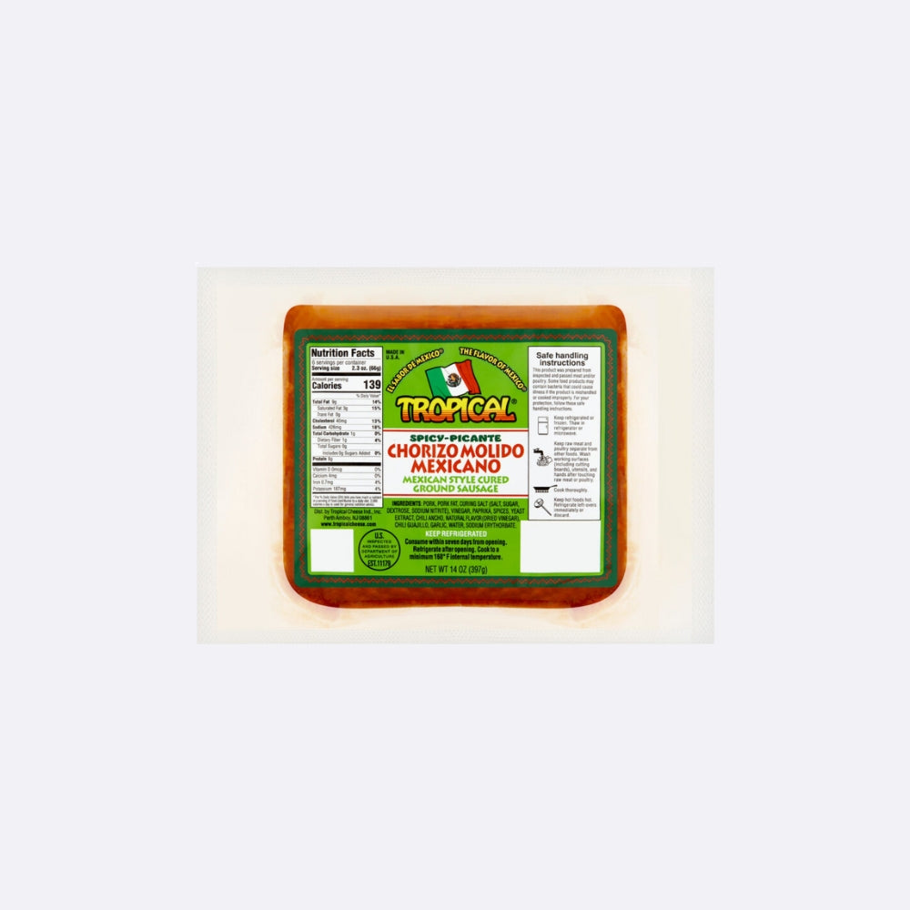 Tropical Chorizo Molido Estilo Mexicano - Paquete X 14 OZ