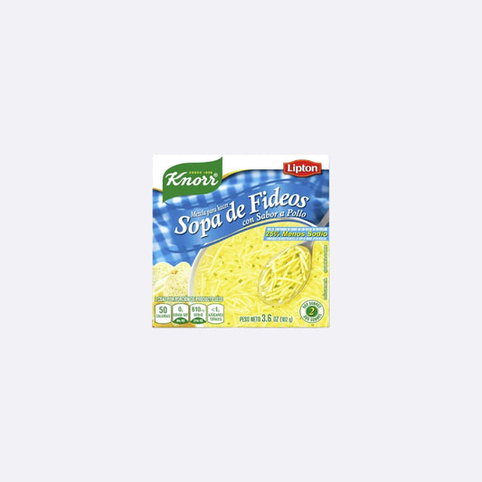 Knorr - Lipton Sopa de Fideos Sabor a Pollo (Menos Sodio) - Paquete 2 Sobres X 102 GR
